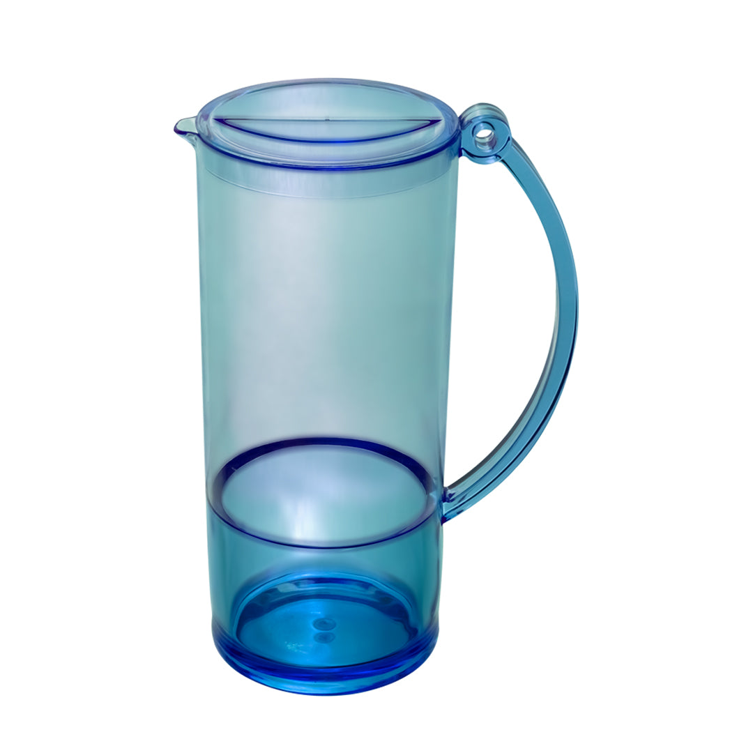 Set de Jarra Transparente Azul con 4 Vasos – Plástico Resistente
