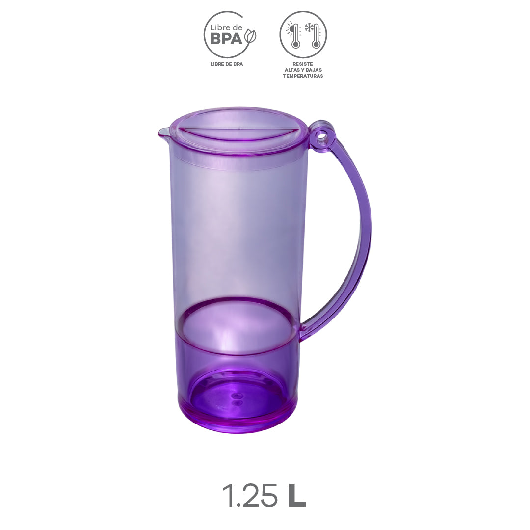 Jarra Transparente Morada con Capacidad de 1.25 Litros