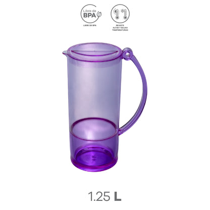 Jarra Transparente Morada con Capacidad de 1.25 Litros