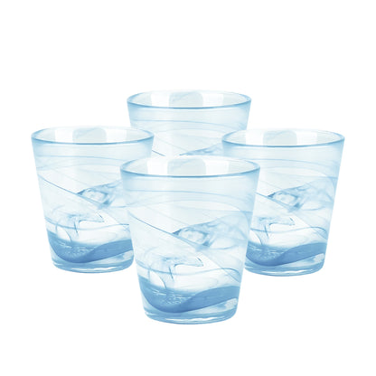 Set de 4 Vasos de Cristal Azul Claro - 300 ml