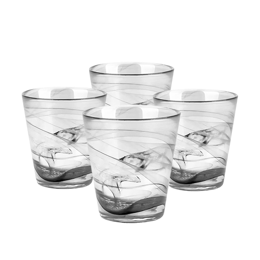 Set de 4 Vasos de Cristal Negro Claro - 300 ml