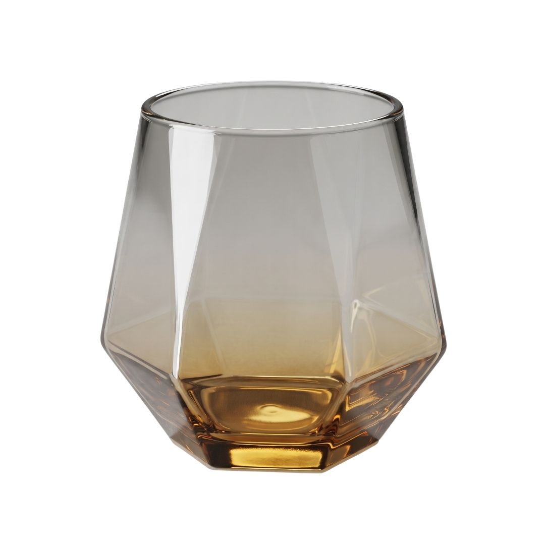 Set de 6 Vasos Hexagonales de Cristal Ámbar - 310 ml