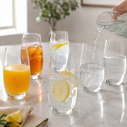 Set de 6 Vasos de Cristal Transparente - 360 ml
