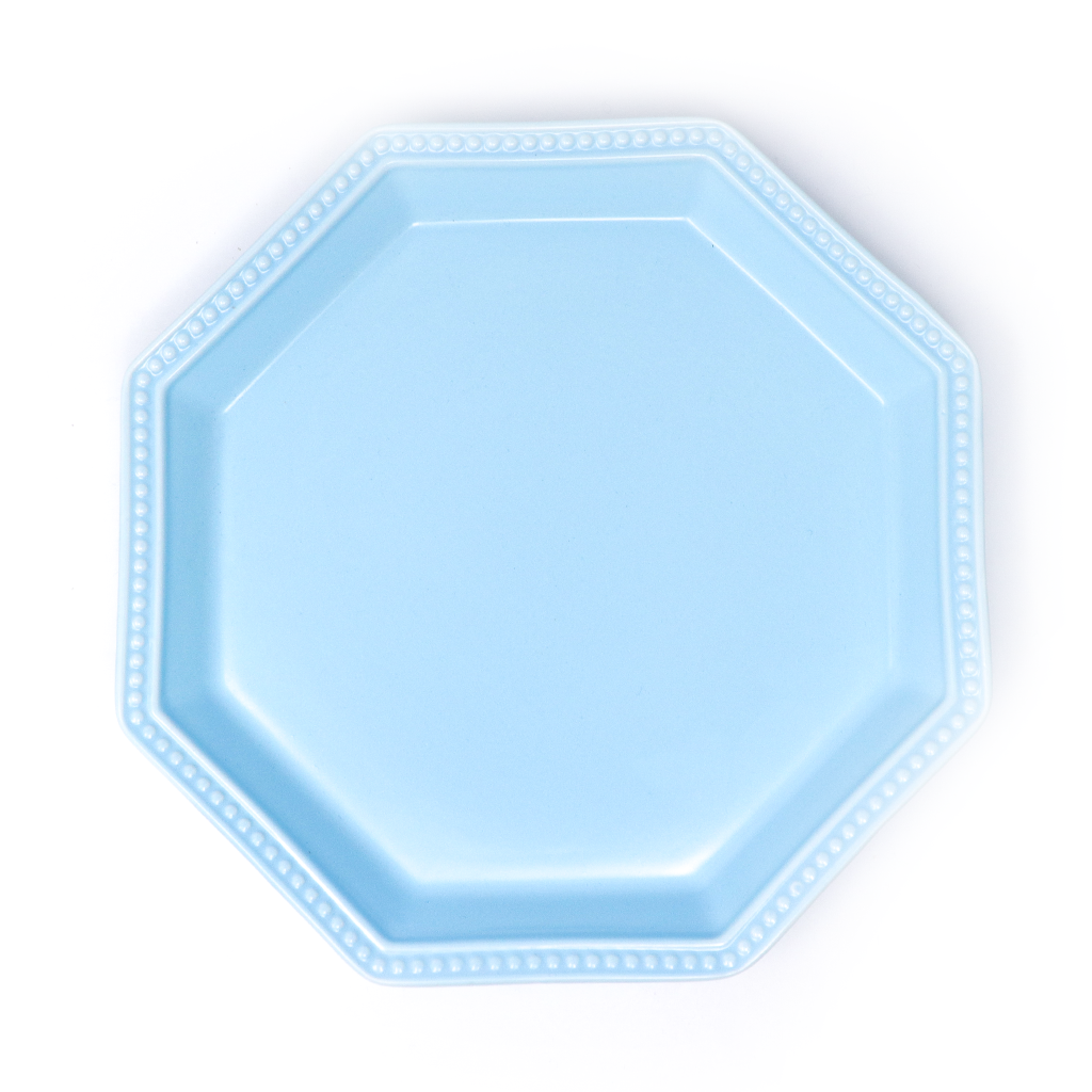 Plato Cerámica Hexagonal Azul