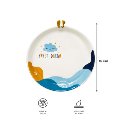 Vajilla Sweet Dream Blue Set Individual - Cerámica Multicolor 3 piezas