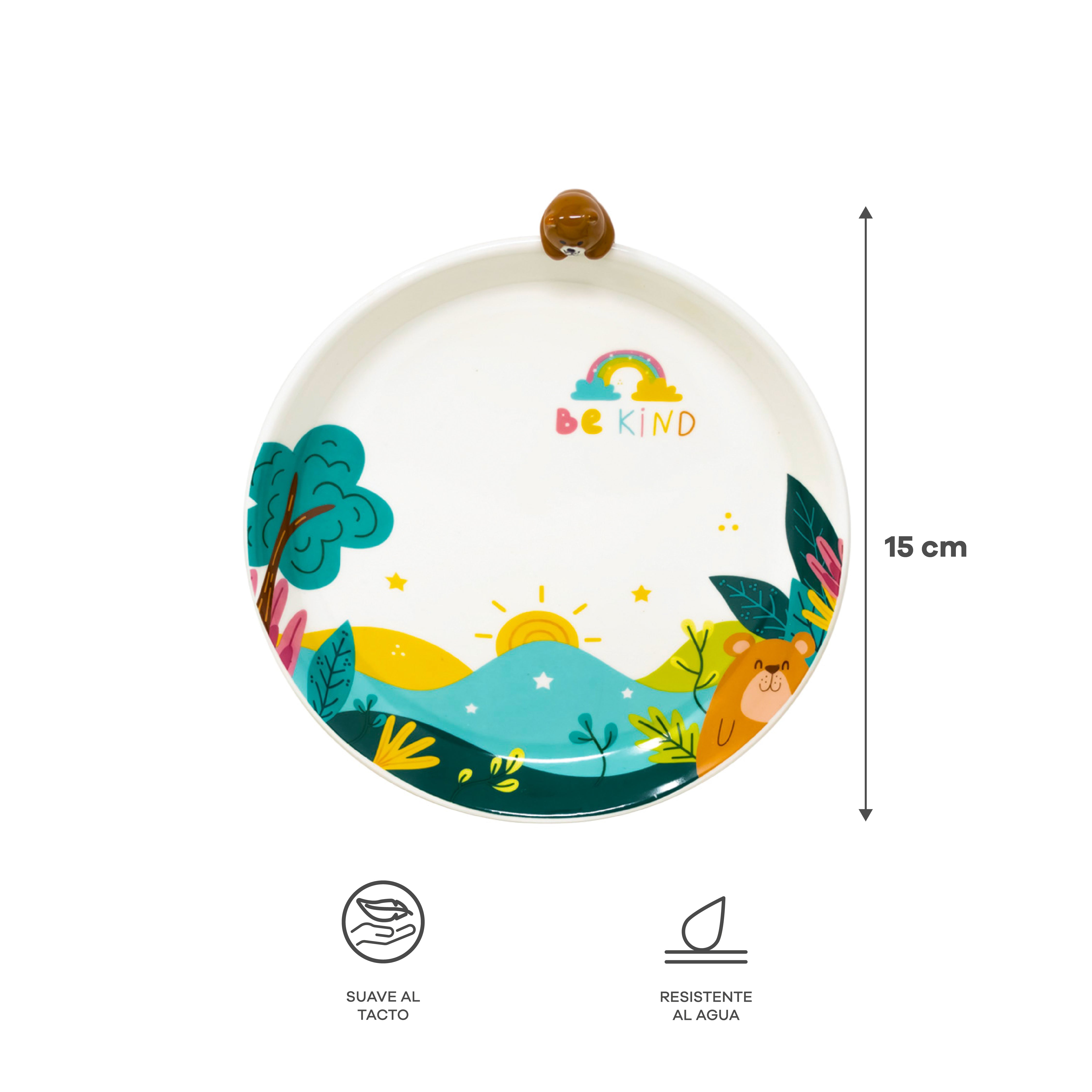 Vajilla Be Kind Bear Infantil Set Individual - Cerámica Multicolor 3 piezas