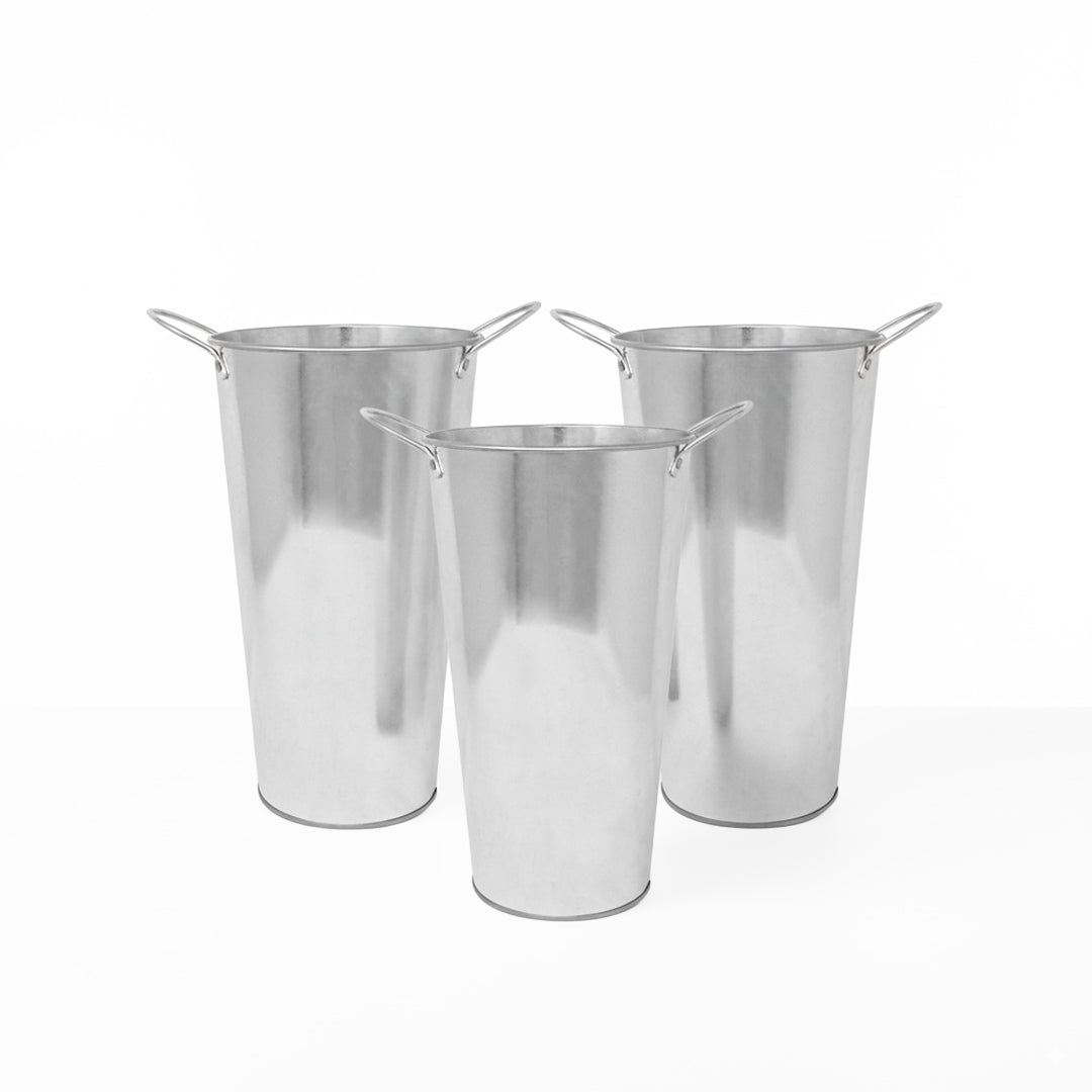 Set de 3 Floreros - Metal Galvanizado Natural