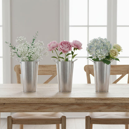 Set de 3 Floreros - Metal Galvanizado Natural