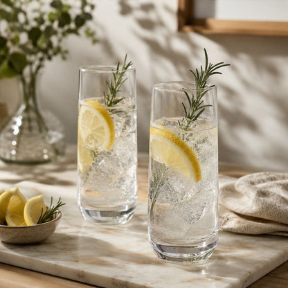 Set de 6 Vasos Altos de Cristal Transparentes - 250 ml