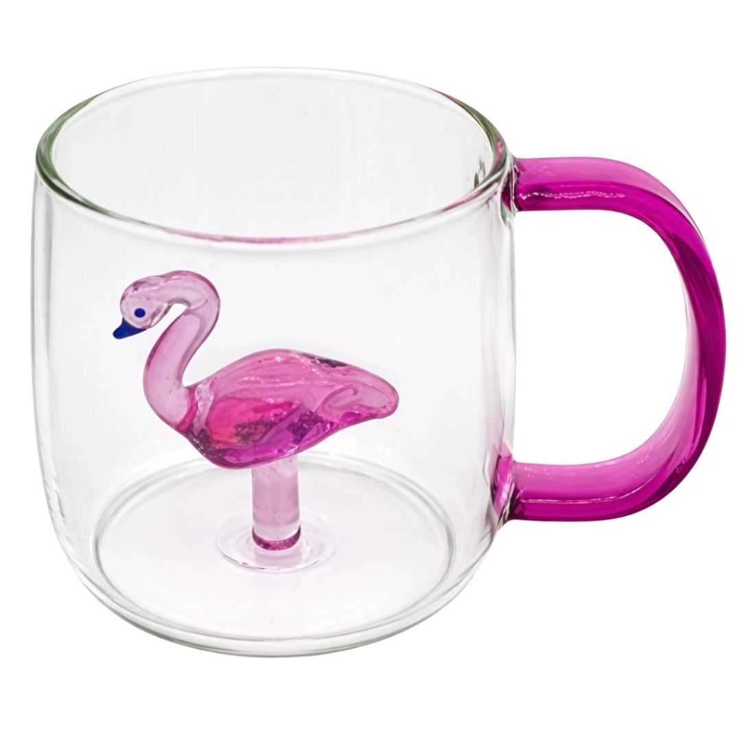 Taza de Cristal de Flamenco con Asa Lila - 3D 200 ml