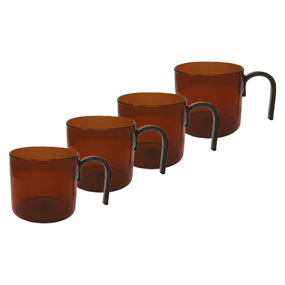 Set de 4 Tazas de Cristal Ámbar - 280 ml
