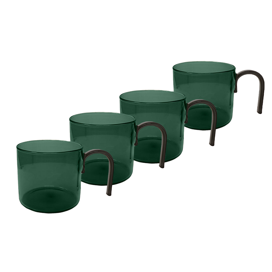 Set de 4 Tazas de Cristal Verde - 280 ml