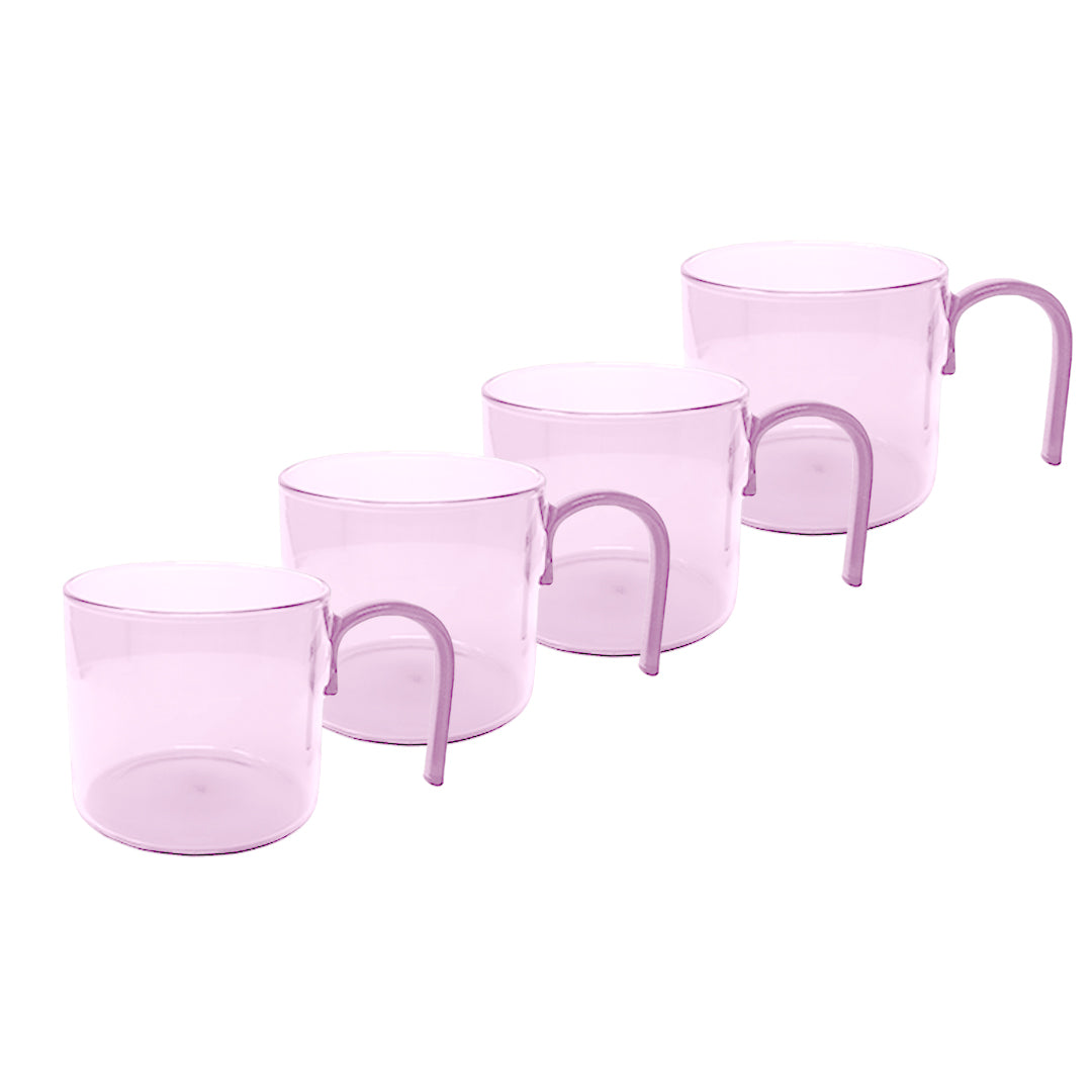 Set de 4 Tazas de Cristal Rosa - 280 ml