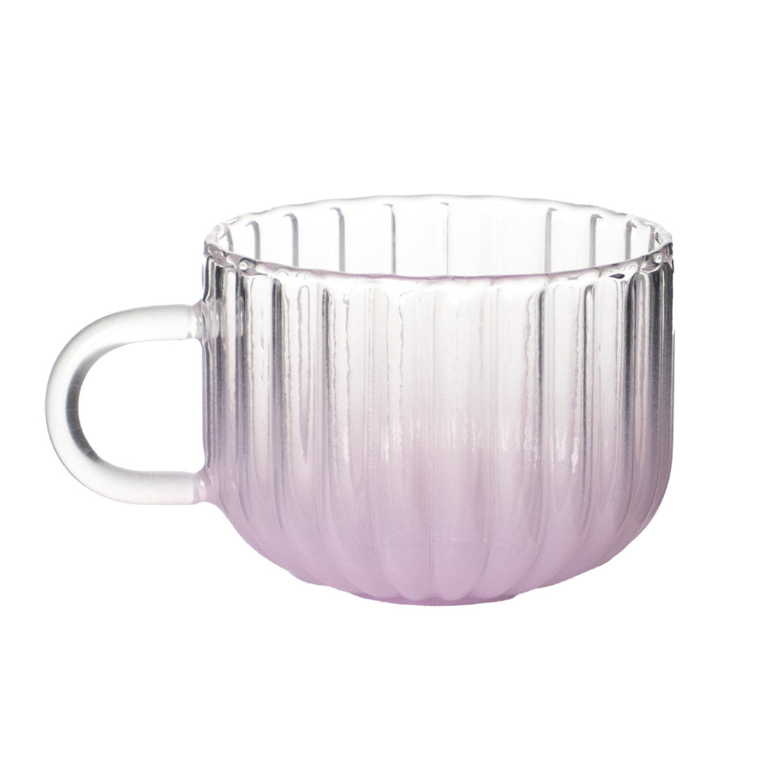 Set de 4 Tazas Textura Ondulada de Cristal Rosa - 410 ml