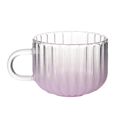 Set de 4 Tazas Textura Ondulada de Cristal Rosa - 410 ml