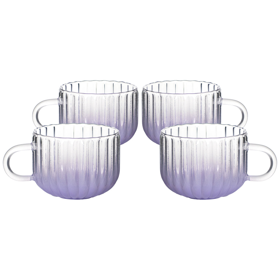 Set de 4 Tazas Textura Ondulada de Cristal Morado - 410 ml