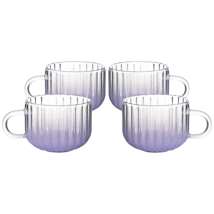 Set de 4 Tazas Textura Ondulada de Cristal Morado - 410 ml