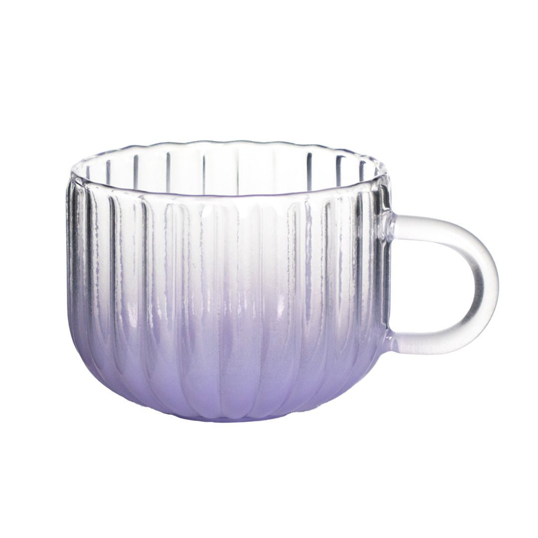 Set de 4 Tazas Textura Ondulada de Cristal Morado - 410 ml
