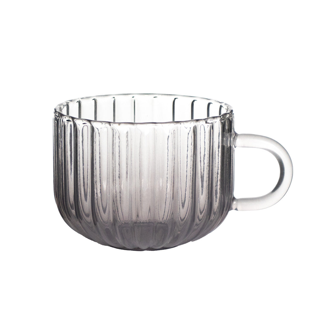 Set de 4 Tazas Textura Ondulado de Cristal Humo - 410 ml