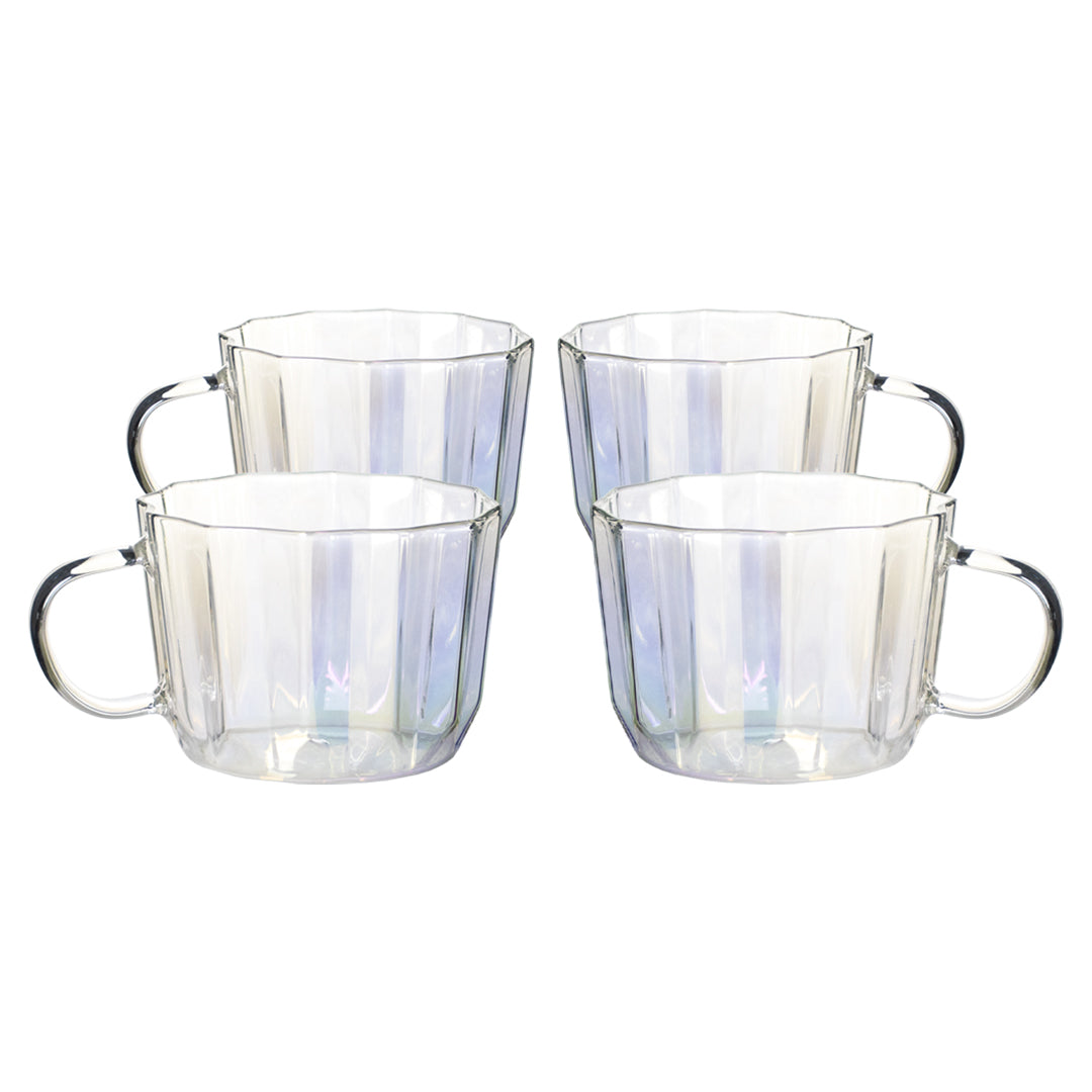 Set de 4 Tazas de Cristal Ondulado - 410 ml