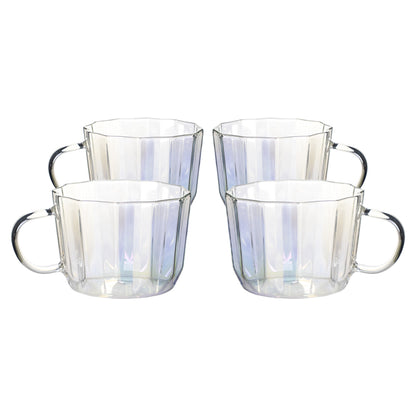 Set de 4 Tazas de Cristal Ondulado - 410 ml