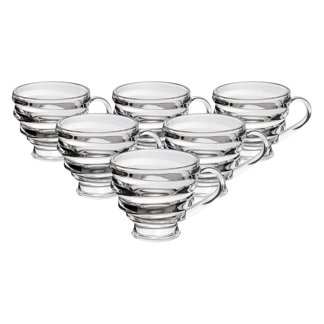 Set de 6 Tazas de Cristal Anilladas - 210 ml