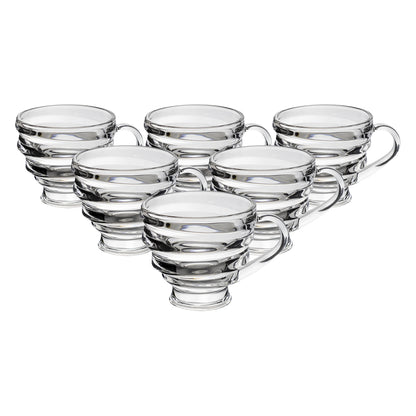 Set de 6 Tazas de Cristal Anilladas - 210 ml