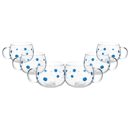 Set de 6 Tazas de Cristal Planetas Azules - 410 ml