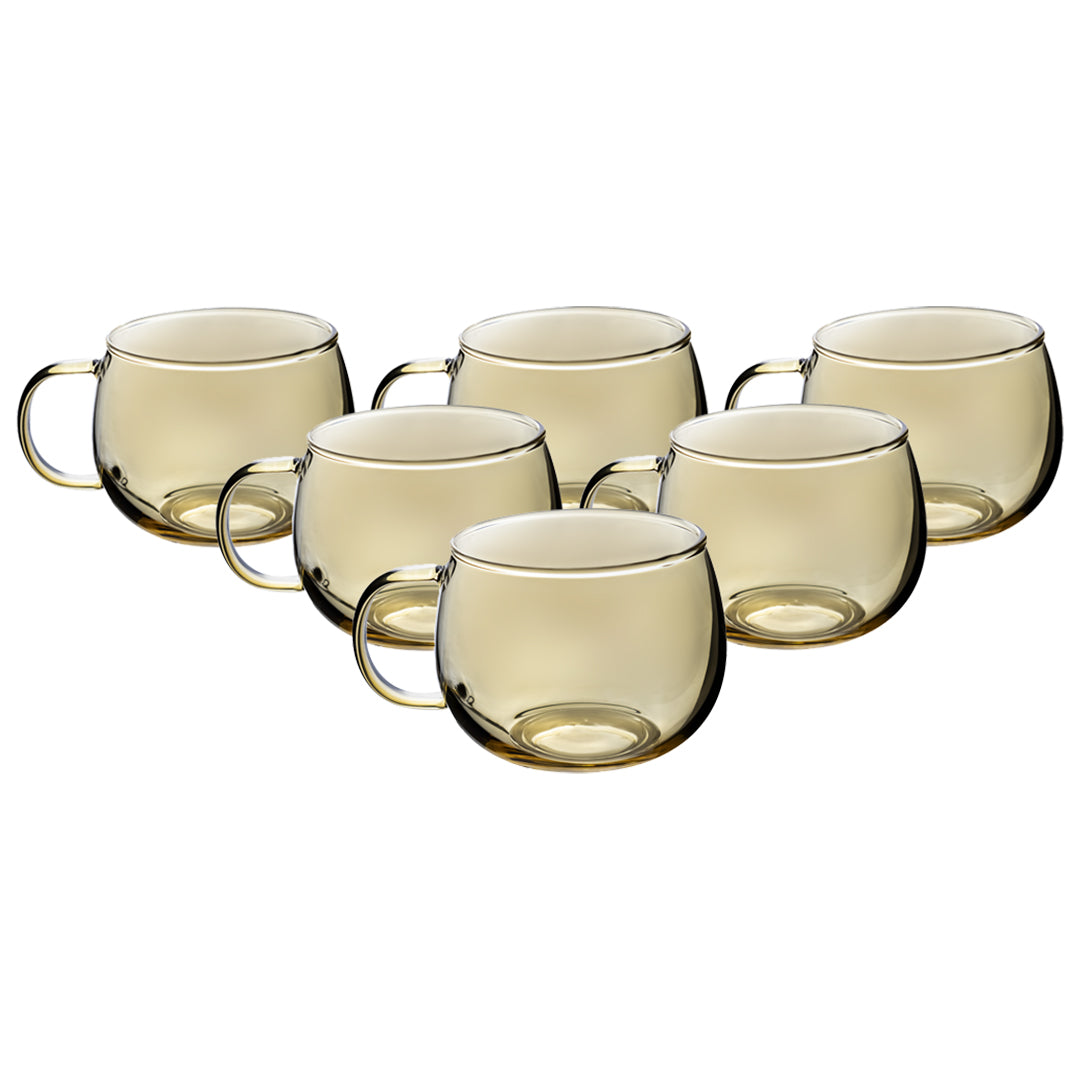 Set de 6 Tazas Electrochapadas Amarillas - 410 ml