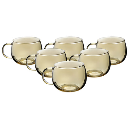 Set de 6 Tazas Electrochapadas Amarillas - 410 ml