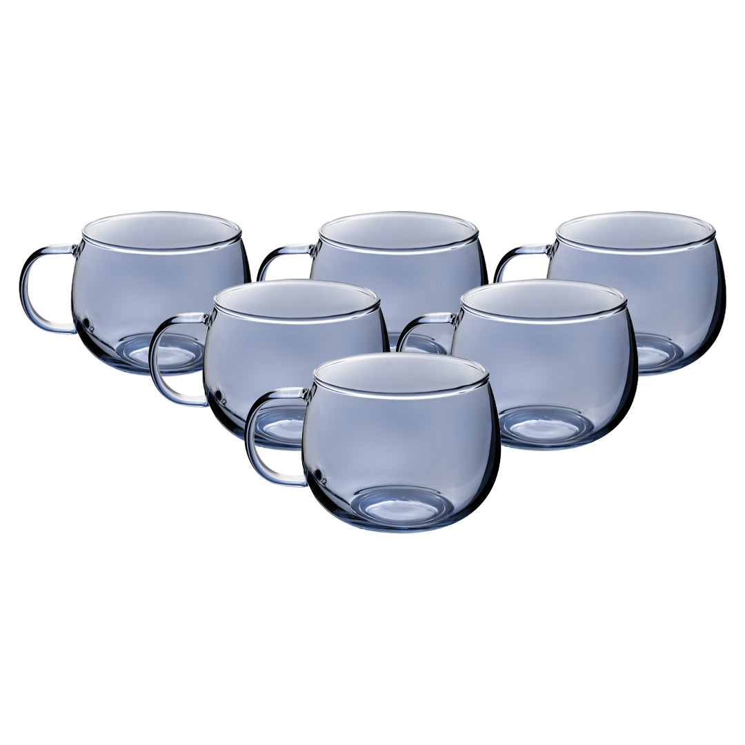 Set de 6 Tazas de Cristal Tornasol Gris - 410 ml