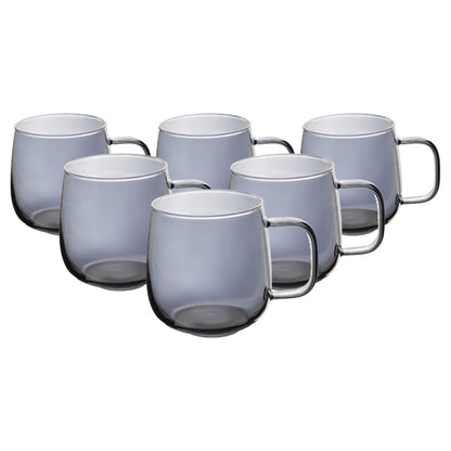 Set de 6 Tazas de Cristal Tornasol Gris - 530 ml