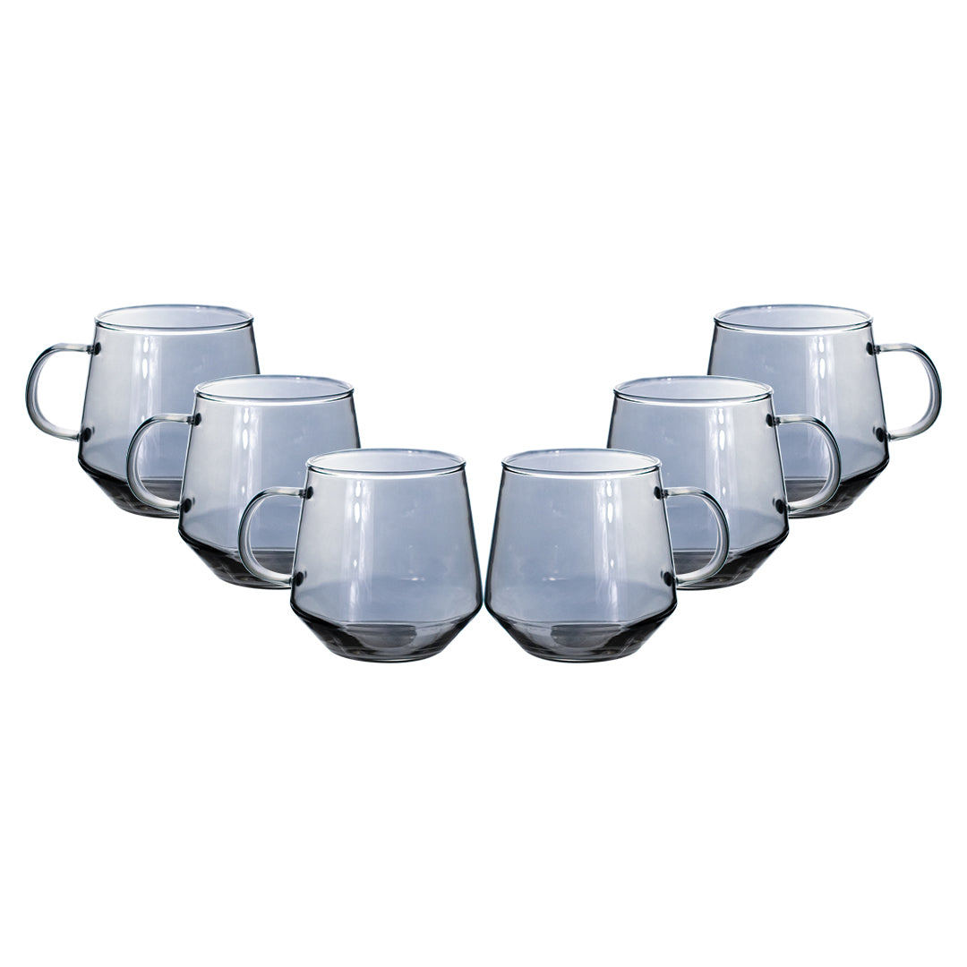Set de 6 Tazas de Cristal Humo - 370 ml