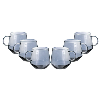 Set de 6 Tazas de Cristal Humo - 370 ml