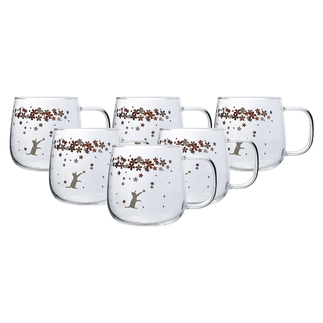 Set de 6 Tazas de Cristal Gato - 530 ml
