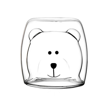 Vaso de Vidrio con Diseño 3D de Oso Varios Colores 9 x 8.5 x 7 cm