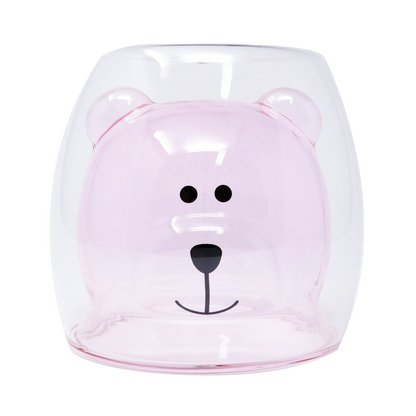 Vaso de Vidrio con Diseño 3D de Oso Varios Colores 9 x 8.5 x 7 cm