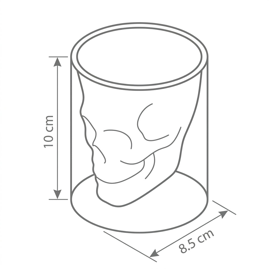Vaso Doble Pared Calavera Plateado - Skull Decorativo
