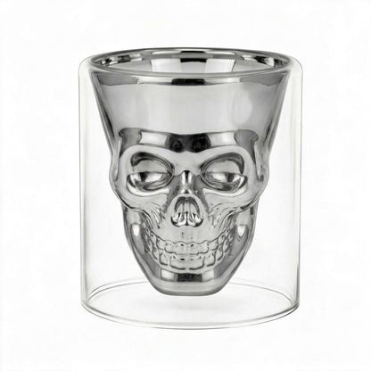 Vaso Doble Pared Calavera Plateado - Skull Decorativo