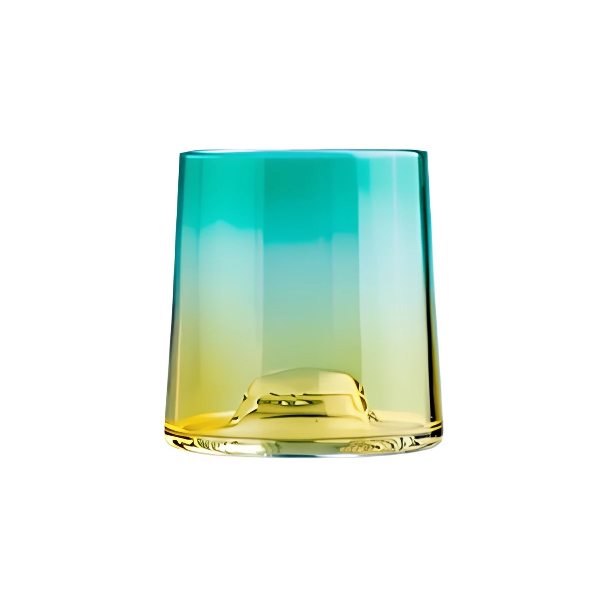 Vaso de Vidrio Degradado - Turquesa y Amarillo 310 ml