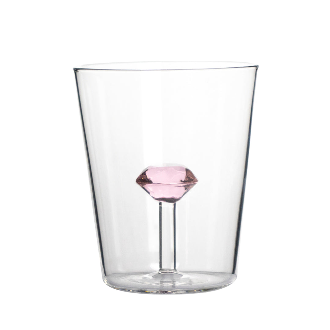 Vaso de Cristal con Figura de Diamante Rosa - 400 ml