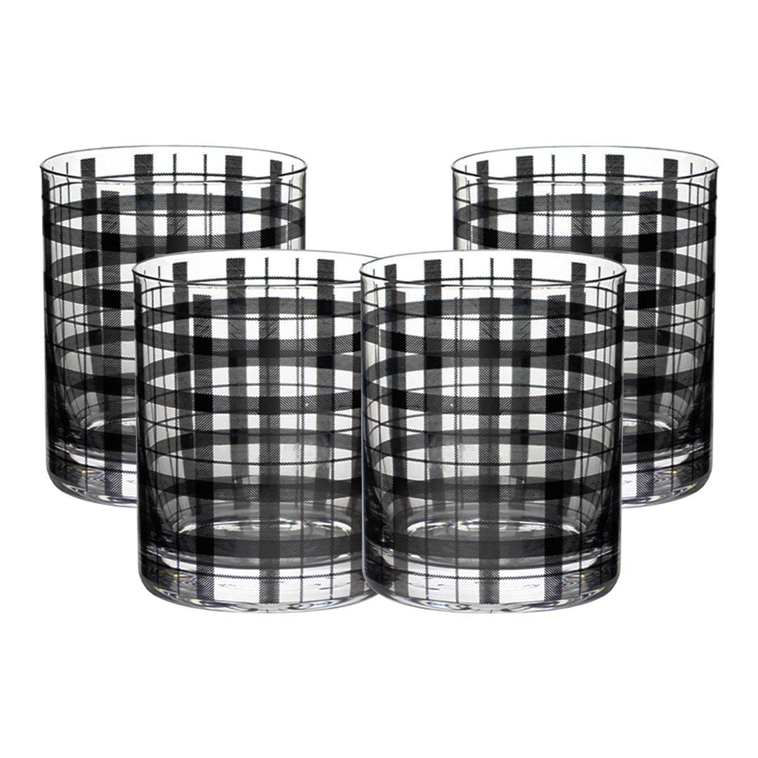 Set de 4 Vasos de Cristal con Rayas Negras - 410 ml