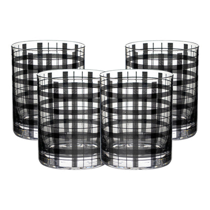 Set de 4 Vasos de Cristal con Rayas Negras - 410 ml