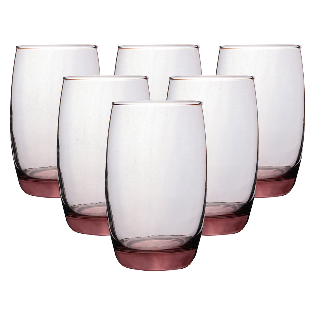 Set de 6 Vasos Transparentes Rosa - 280 ml