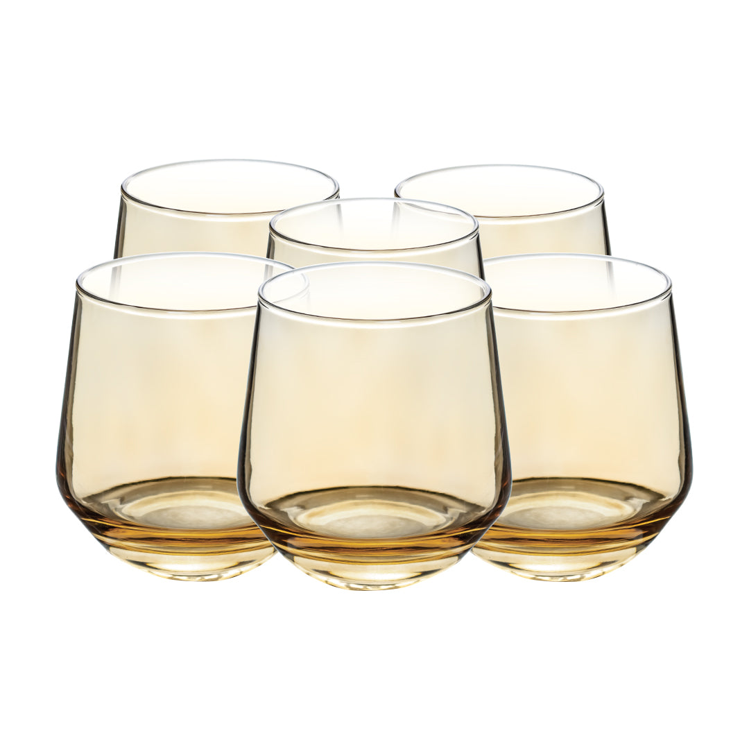Set de 6 Vasos Transparentes Ámbar - 370 ml