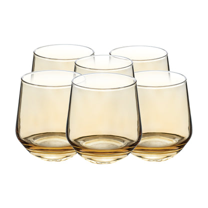 Set de 6 Vasos Transparentes Ámbar - 370 ml