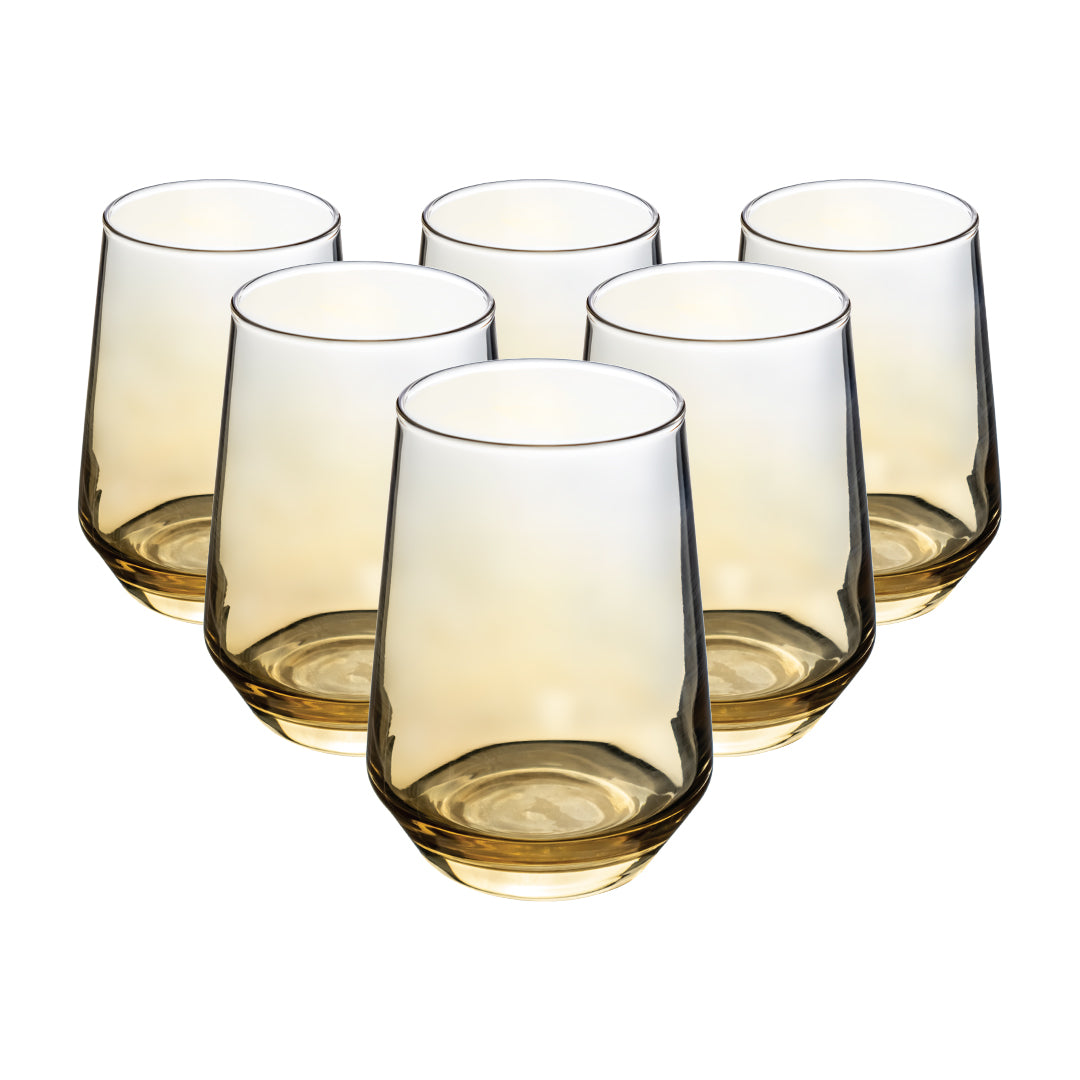 Set de 6 Vasos Transparentes Ámbar - 390 ml