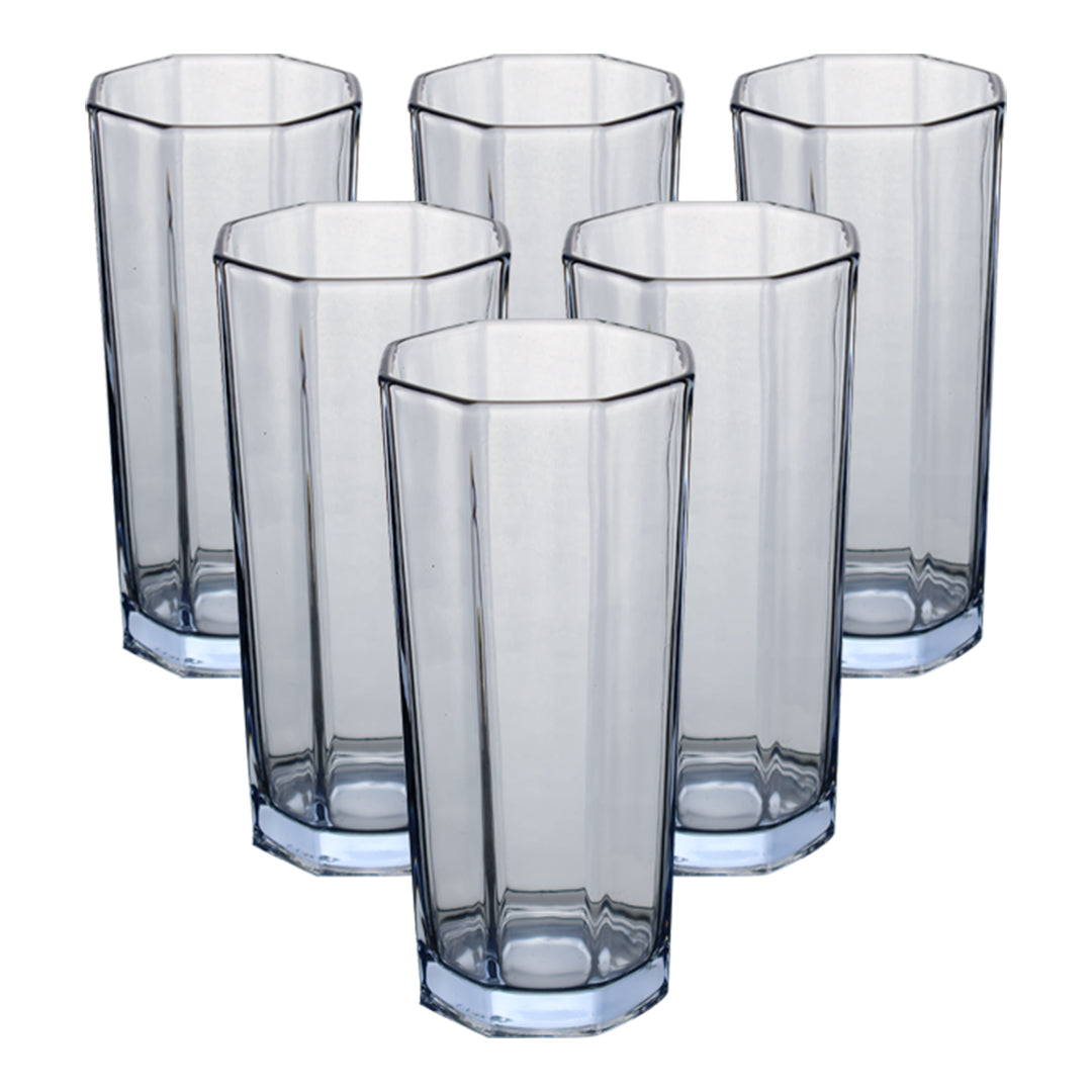 Set de 6 Vasos Transparentes Azules – 260 ml