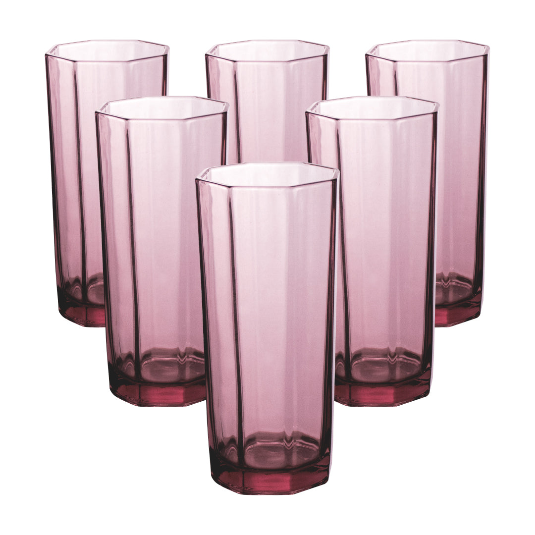 Set de 6 Vasos Transparentes Rosa - 260 ml