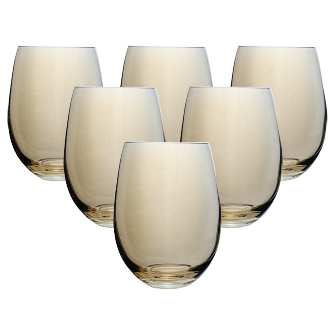 Set de 6 Vasos Transparentes Ámbar – 500 ml